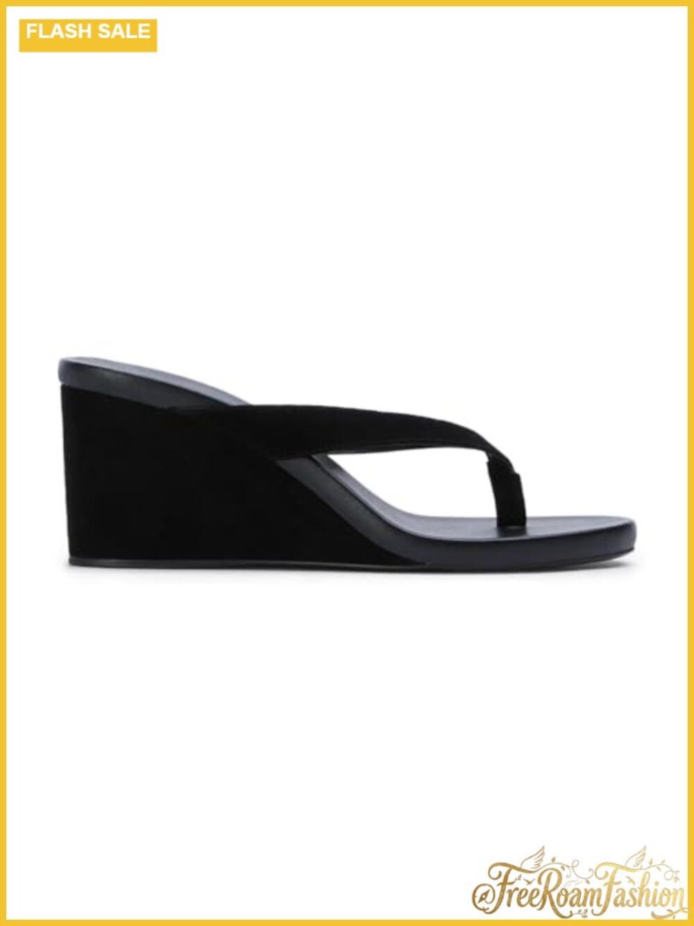 Suede Wedge Flip Flops Open Toe Slip On Arch Support Thong Sandals